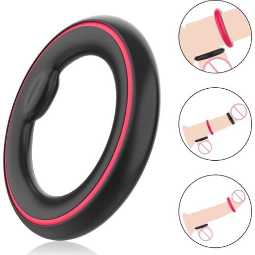 Delay Ejaculation Adult Products Penis Ring Male Chastity Cage Device 3 in 1 Silicone Extender Cock Ring Sex Toys for Men