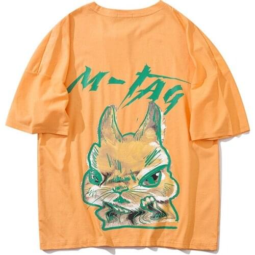 Chungao Street multi color printing T-shirt fashion brand loose Street rabbit illustration printing Short Sleeve Tee couple man