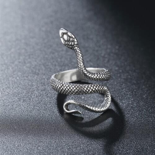 Vintage Stainless Steel Snake Ring for Men And Women Cool Punk Gothic Ring Fashion Unisex Serpent Ring Wholesale