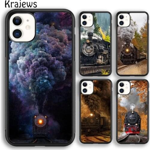 Krajews Vintage Steam Train Railway Phone Case Cover For iPhone 5 SE 6s 7 8 plus X XR XS 11 12 pro max Samsung Galaxy S8 S9 S10