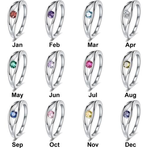 YSH new personalized 925 sterling silver engraving names 12 months birthstone rings Women custom DIY jewelry gifts free shipping