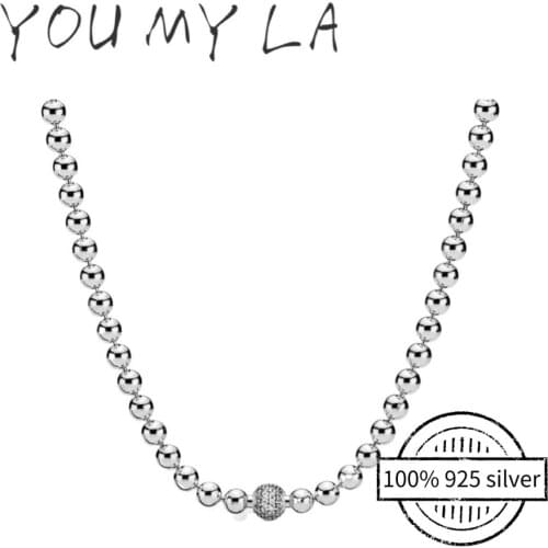 Fashion Necklace Real 925 Sterling Silver Chain Fit Original Pando Bead Charm Women DIY Jewelry Gift Free Shipping