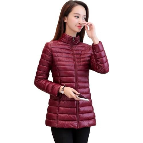 Womens New Down cotton jacket Slim Female Parkas Solid color Warm Cotton Stand-up collar Casual tops Big Size Padded Coat A133