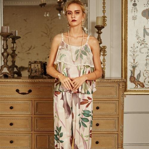 Women Pajamas Summer Sleeveless Sleepwear Set Trousers Pyjamas Ladies INS Fashion Pajama