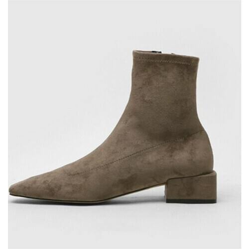 Autumn fashion womens bare boots 2020 new suede high heel ankle boots Side zipper concise sexy office shoes 34-40