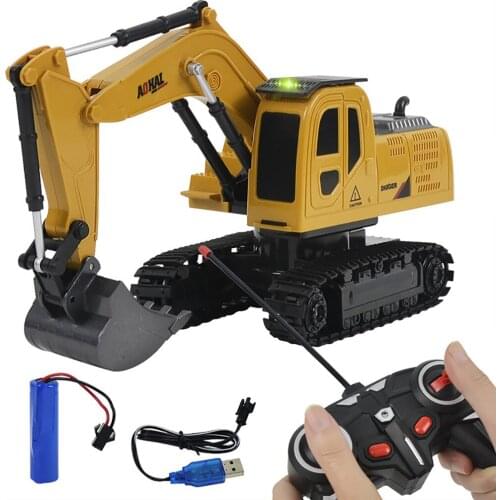 1:24 Simulation Rc Excavator Electric Toy 6ch Alloy Engineering Vehicle Model Children Remote Control Toy Truck Rc Excavator