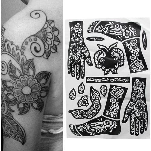1PC Arm Leg Feet Tattoo Stencils Temporary Decal Body Art Template India Henna Hollow Drawing Kit DIY Face Paints Painting Tool
