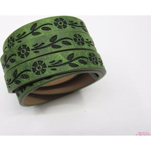 10mm Flat leather cord Olive Dandelion amboss 10x2mm leather cord S1039