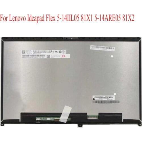 For Lenovo Ideapad Flex 5-14IIL05 81X1 5-14ARE05 81X2 14 Inch LCD Screen Display Panel Touch Digitizer Glass Assembly with Bezel