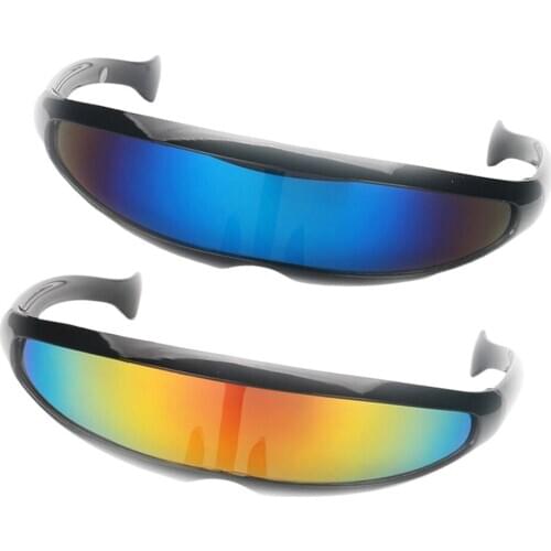 2/set Futuristic Mirrored Sunglasses Narrow Monoblock Shield Glasses