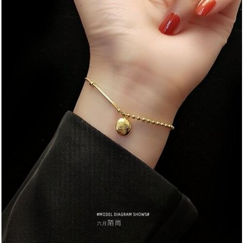 2021 New Arrival Light Luxury Snake Chain Good Luck Gold Bead Bracelet Woman 316 L Stainless Steel 18K Gold Accessories Not Fade