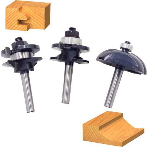 3pcs/lot Bit Raised Panel Cabinet Door Router Bit Set - 8mm Shank Hobbing CNC tools # 82338