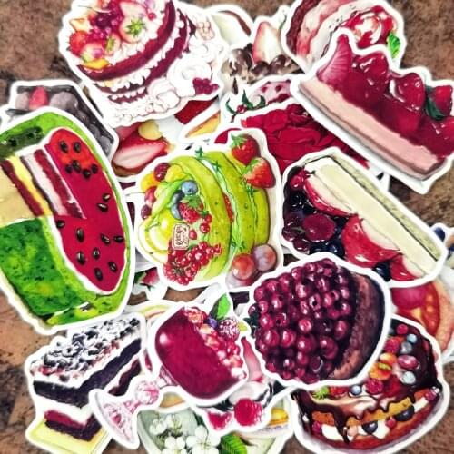 30pcs Watercolor fruit cakes Cute stickers Planner Scrapbooking DIY Dry Glue Sticker for Hand book thin Paper journal