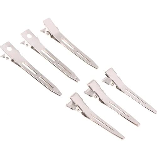 50pcs/Pack Hairdressing Salon Hair Tools Silver Flat Metal Single Prong Alligator Hair Clips Barrette DIY Hairpin Accessory