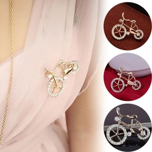 80% Hot Sale Fashion Alloy Rhinestone Inlaid Bicycle Brooch Pin Badge Decor Jewelry Gift