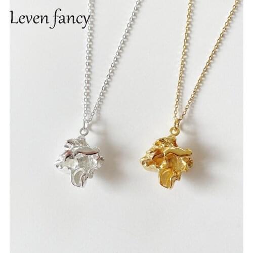 925 Sterling Silver Handmade Equinox Irregular Rock Cave Shape Pendant Necklace for Women and Men Party Jewelry Gifts