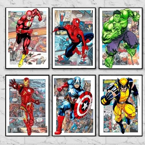 Watercolor Marvel Avengers Superhero Comics Canvas Painting Abstract Posters and Prints Wall Art Pictures for Living Room Decor