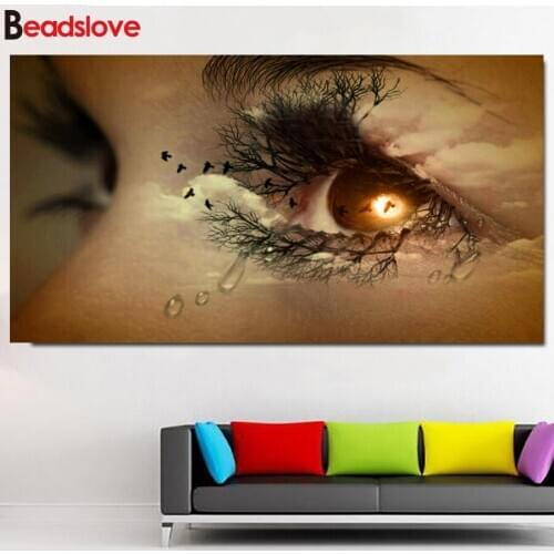 DIY Diamond Embroidery Sunset fantasy eyes Diamond Round Full square rhinestone 5D Diamond painting cross stitch,needlework