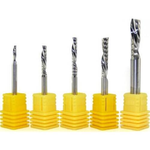 Free shipping, 5pcs 4*17mm left-handed single flute bits, Down Cut carbide endmill, Left-Handed single flute endmills