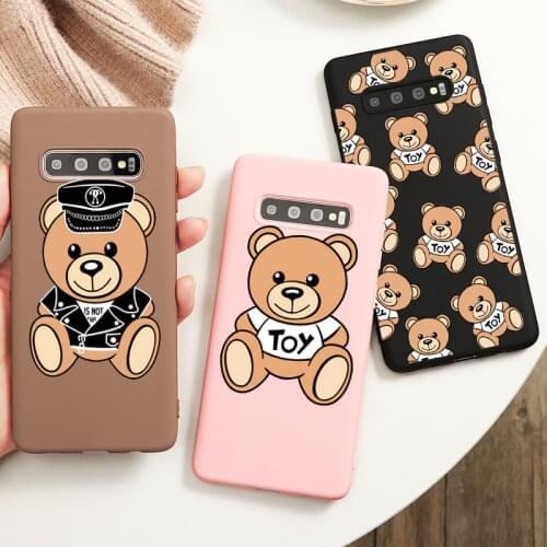 Cartoon Cute Bears Case For Samsung Galaxy S20 Ultra S8 S10 S9 Plus S10e A51 A91 A71 A70 A50 A30 A9 A7 A6 Note 10 9 Couple Cover