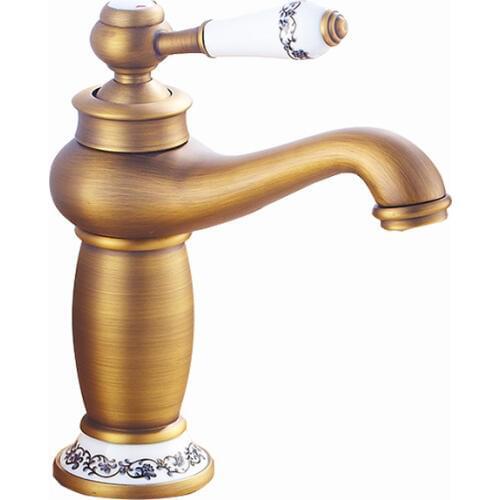 European copper faucet cold and hot double open face basin mixed faucet blue porcelain faucet