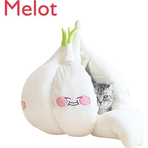 Cat Nest Garlic Head Cat Kennel Pet Warm Cotton Pet Nest Removable and Washable Semi-Closed Four Seasons Universal Nest