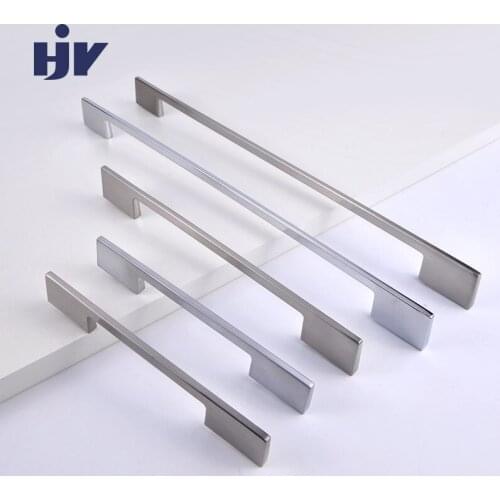 HJY Chrome Black Cabinet Handles Furniture Cupboard Handle Drawer Pulls Zinc Alloy Elegant Kitchen Drawer Pulls Hardware Z177