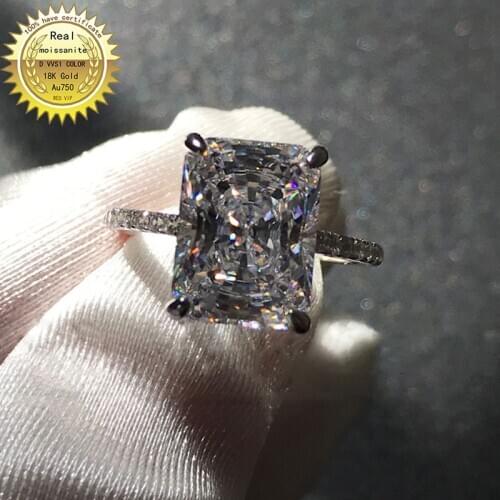 Solid 18K gold ring 2ct 8ct D VVS moissanite ring Engagement&Wedding Jewellery with certificate 090
