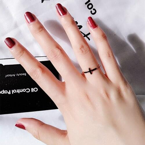 Cross Black Face Open Titanium Steel Rose Gold Ring Single Cubic Zircon ring high quatity Hot selling Rings