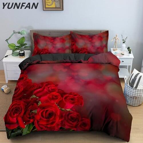 Rose Bedding Set Duvet Cover Set Luxury Bedding Set Microfiber Comforter Cover Set Smooth Soft Floral Bedding Queen King