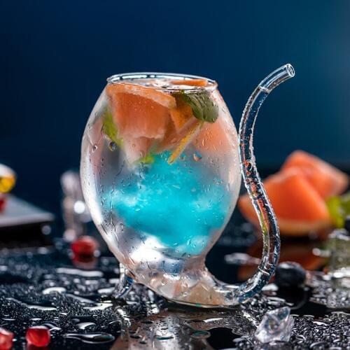 Creative Heart Bloodsucker Inhale Blood Vessel Straw Molecular Cocktail Glass Bar Squirrel Mouse Design Sucker Wine Glass Cup