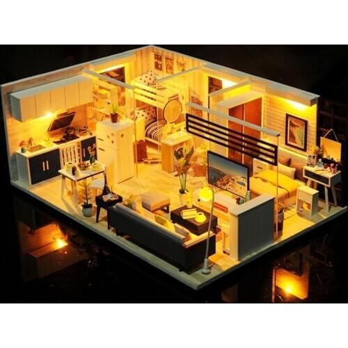 Doll House Furniture Miniature Dollhouse DIY Miniature House Room Theatre Puzzle Toys Children DIY Dollhouse CASA DE BONECA M16A