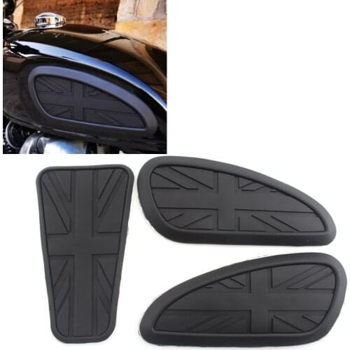 Motorcycle Retro Cafe Racer Gas Fuel Tank Rubber Sticker Protector Sheath Knee Tank pad Grip Decal Union Jack Medallion Bob R9T