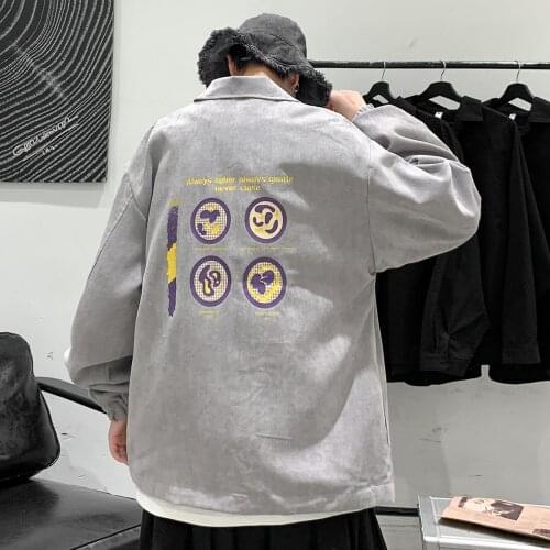 2021 mens autumn and winter ins loose lapel jacket geometric map Hong Kong fashion brand jacket