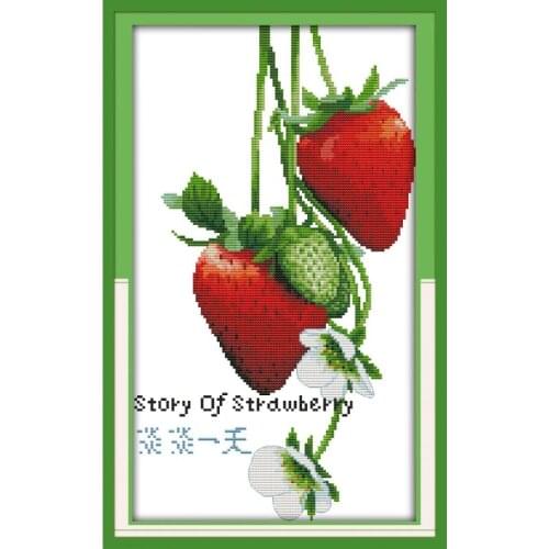 Joy Sunday Story of Strawberry Counted Cross Stitch Kits 11&14CT DMC DIY Embroidery Kits Needlework for Home Decor Handmade Gift