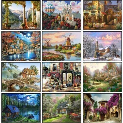 Embroidery Counted Cross Stitch Kits Needlework - Crafts 14 ct Color DIY Arts Handmade Decor - Landscape 256x182