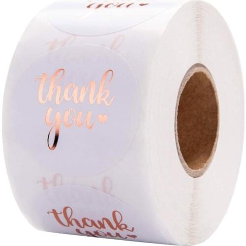 500 pcs/roll 1.5 inch cute pink bronzing thank you stickers used for childrens stationery party gift notebook diary decoration