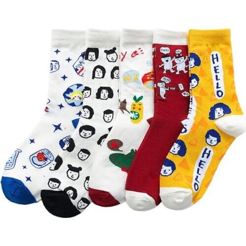1 Pairs Pack Lot Women Men Socks Fashion Funny Cartoon Personality Creativity Happy Lovely Trend Cute Hot Sale Cotton Socks
