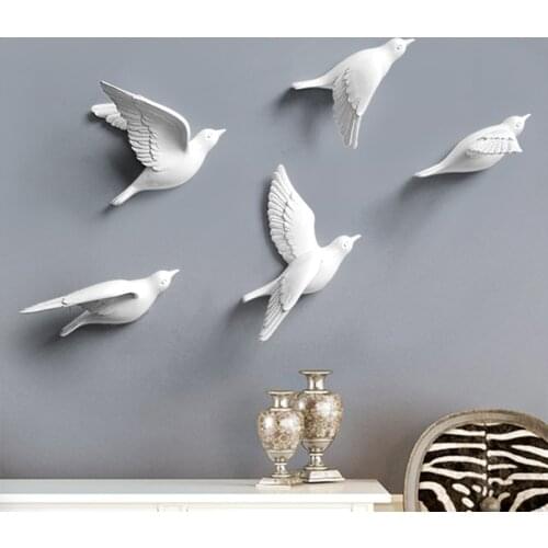 2019New Artificial Simulated Flying Bird 3D-printing Figurine Wall hanging Sticker/Coherent Peace Pigeon Home Fairy Garden Decor