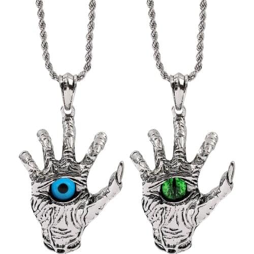 Devils Skeleton Skeleton Necklace Devils Eye Broken Face Punk Accessories Pendent Necklace Men Cool Halloween Party Gift