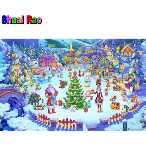 Christmas gift Santa Claus Snow town 5d diy diamond painting full square round mosaic landscape diamond embroidery Festive decor