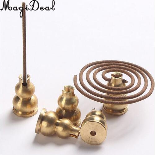 Handcraft 3mm Brass Buddhist Gourd Incense Burner Censer Cone Stick Holder Ash Catcher