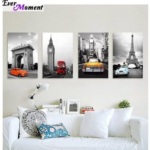 DIY 5D diamond painting cross stitch Needlework diamond mosaic diamond embroidery car with famous building Europe pattern ASF530