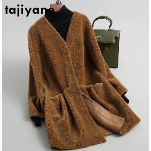 2021 New Real Fur Coat Women Sheep Shearing Autumn Winter Jacket Wool Overcoat Korean Womens Fur Jackets Jrezf09 KJ3422