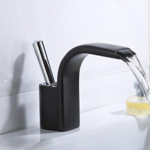 Bathroom Sink Faucet Brass Matte Black Basin Faucets Hot & Cold Mixer Water Taps Peculiar Shape Washbasin Tap
