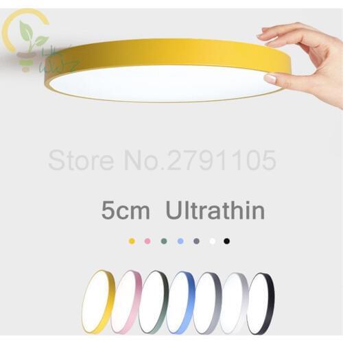 Modern Circular 5cm Ultrathin LED Ceiling Lamp for Bedroom Living Room Balcony,Minimalism 7 color Selectable Lighting Fixtures