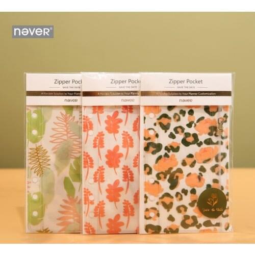 Never Leopard Grain Spiral Notebook Zipper Pocket Storage Bag for Filofax A6 Planner Diary Transparent File Bag Cute Stationery