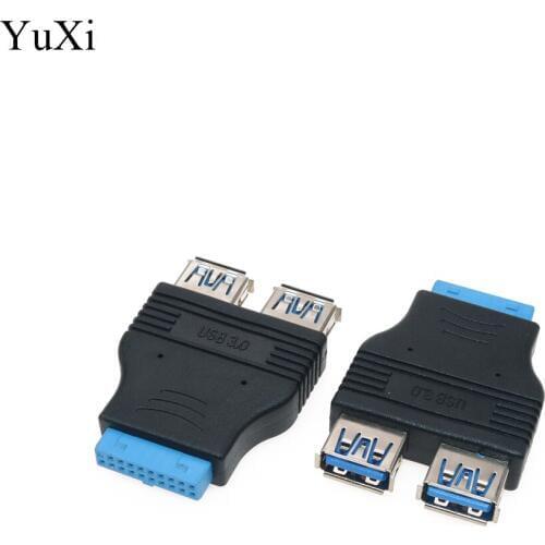 YuXi Motherboard 20Pin to Dual USB 3.0 Adapter Type A Female to Female black