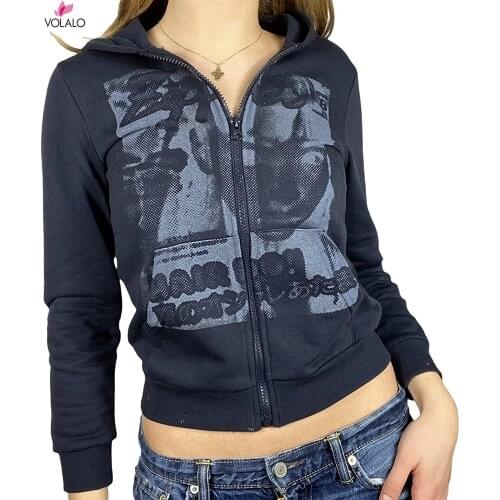 Women Zip Up Oversized Hoodie Sweatshirt Drawstring Long Sleeve Coat Punk 90s E-Girl Vintage Streetwear Jacket with Pockets