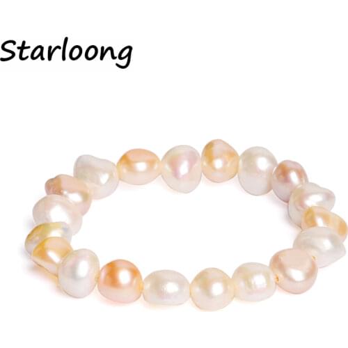 New fashion jewelry near round white pink Natural freshwater pearls beads bracelet loose strand bracelets for women Pulsera